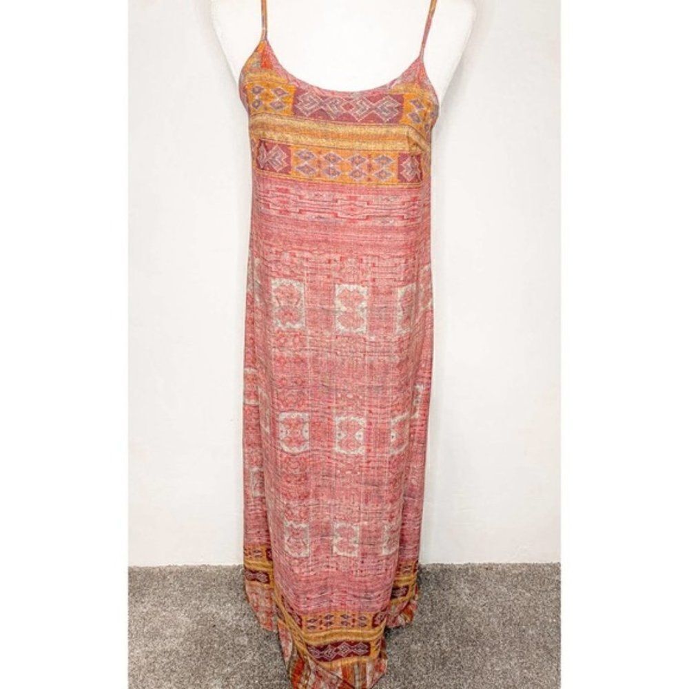 SOPRANO Women's Red & Orange Aztec Sleeveless Spaghetti Straps Maxi Dress